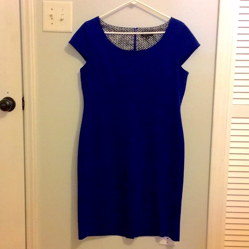 Tahari Blue Cap Sleeve Dress